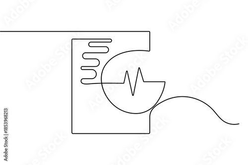 Medical report symbol continuous one line drawing minimalist outline vector illustration icon