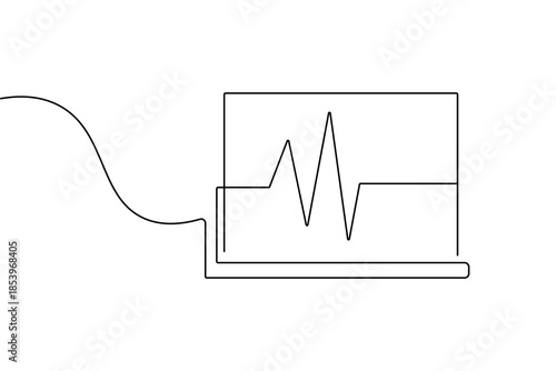 Medical report symbol continuous one line drawing minimalist outline vector illustration icon