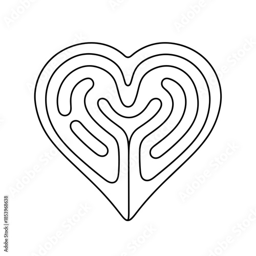 Minimalist heart labyrinth design for meditation and relaxation  