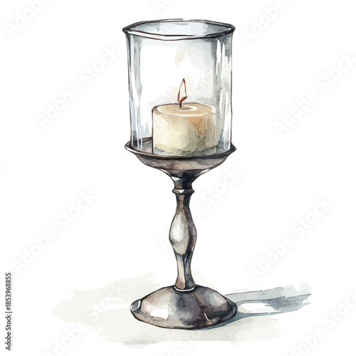 a_metal_candle_holder, A vectorized, Hand-painted style, vector set available in EPS An Elegant watercolor painting design collection