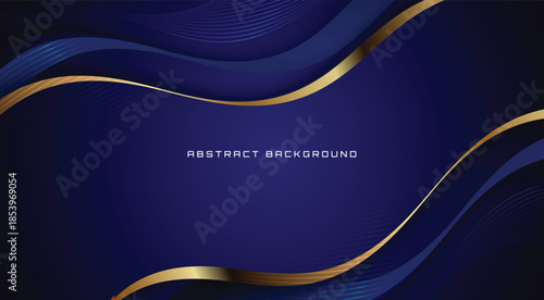 Dark blue luxury premium background and gold line
