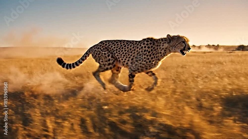 Detailed cheetah sprinting at full speed across savannah with realistic textures in 3D cartoon style