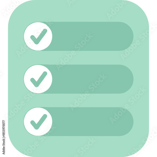 Mint Green Task List Vector Icon with Circular Shadows and Rounded Corners