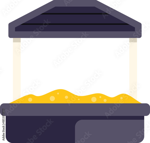 Sandbox with canopy providing shade, ideal for children playing outdoors during summer