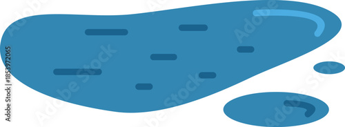 Cartoon water puddle icon representing a wet surface with liquid droplets, symbolizing rain, spills, or dampness