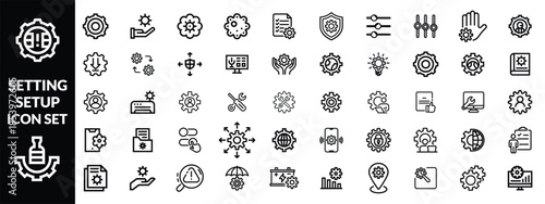 Setting & Setup icon set. Containing Configuration, option, settings, control , and more. editable stroke. vector illustration, Setting  Big icon set design .