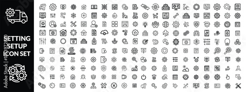 Setting & Setup icon set. Containing Configuration, option, settings, control , and more. editable stroke. vector illustration, Setting  Big icon set design .