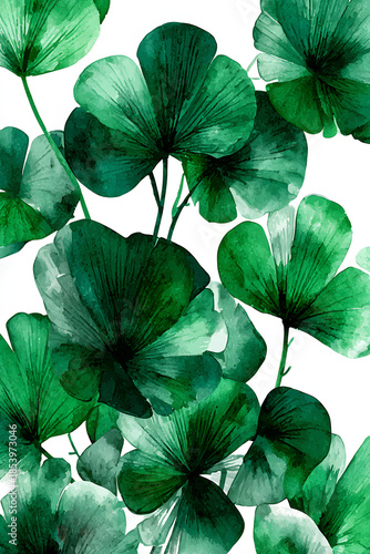 Soft green floral composition painted in watercolor style