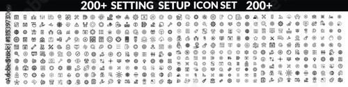 Setting & Setup icon set. Containing Configuration, option, settings, control , and more. editable stroke. vector illustration, Setting  Big icon set design .