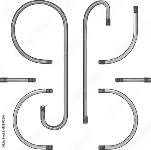 Vector alphabet font featuring a sharp 3d steel fishhook shaped like the letter a isolated on a shiny white metal background for fishing tackle equipment