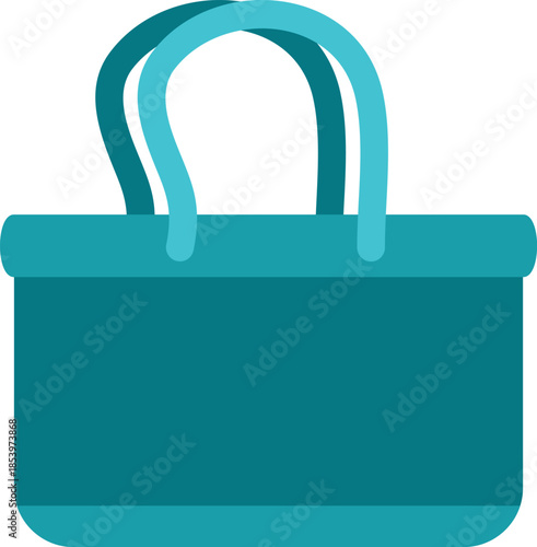 Turquoise shopping bag with handles, symbolizing retail therapy, consumerism, and purchasing power
