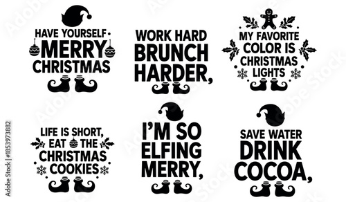 Collection of funny christmas quotes and slogans for holiday greeting cards