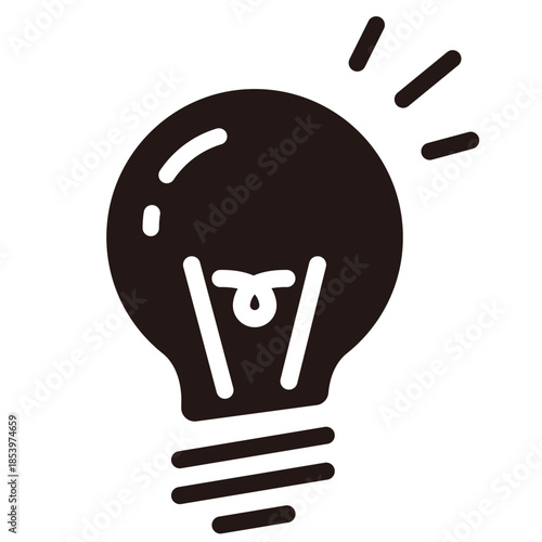 アイディアやひらめきのイラスト。電球のシルエット。ランプのアイコン。Glowing lamp icon.