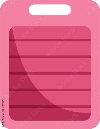 Pink plastic cutting board with grooves, useful for draining liquids while cutting vegetables or meat