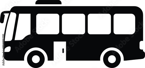 Modern minimalist bus silhouette vector icon for public transportation urban logistics city transit travel industry and commuter service graphic design elements.