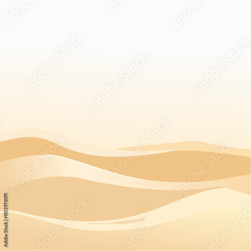 Abstract desert landscape with undulating sand dunes under a soft gradient sky, creating a serene and minimalist natural background