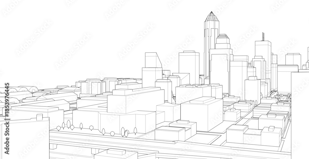 Obraz premium city ​​metropolis sketch 3d illustration
