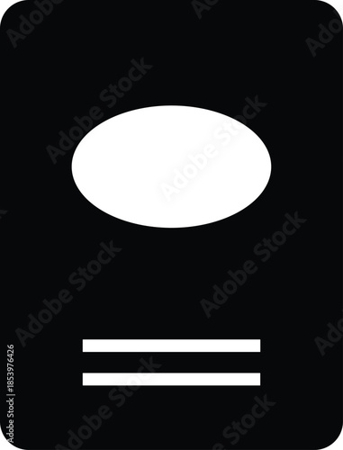 Modern minimalist ID card passport silhouette vector icon for travel documentation security identification official bureaucracy and personal identity graphic design elements.