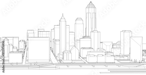  city ​​metropolis sketch 3d illustration