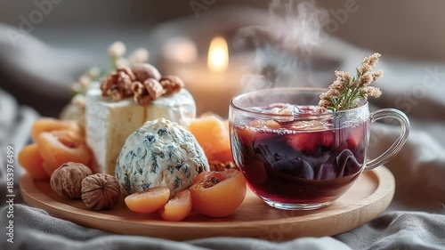 Christmas Fragrant Hot Drink and Cheese Warm Winter Healing Time