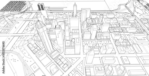  city ​​metropolis sketch 3d illustration