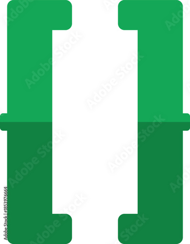 Green square brackets framing programming code against white background, useful for software development and coding concepts