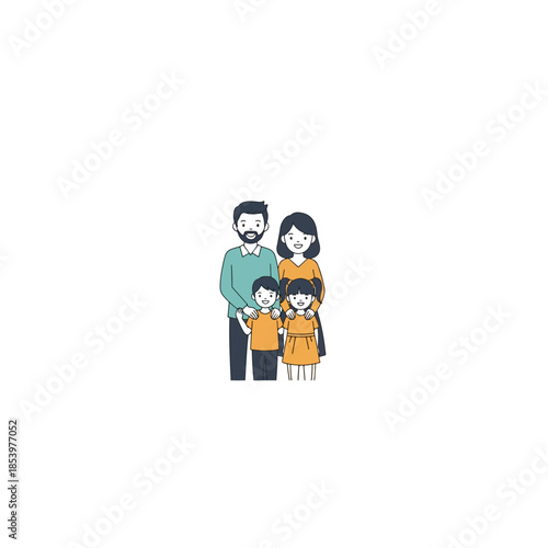 Happy Family Portrait with Parents and Children Together.