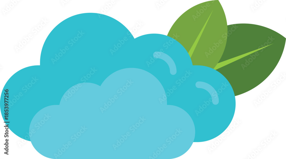 Obraz premium Cloud computing with leaves represents eco friendly technology and sustainable digital solutions