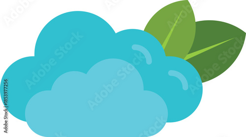 Cloud computing with leaves represents eco friendly technology and sustainable digital solutions