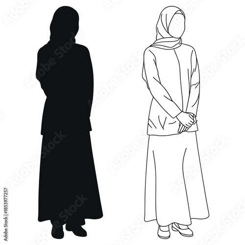 Woman wearing hijab standing with hands clasped