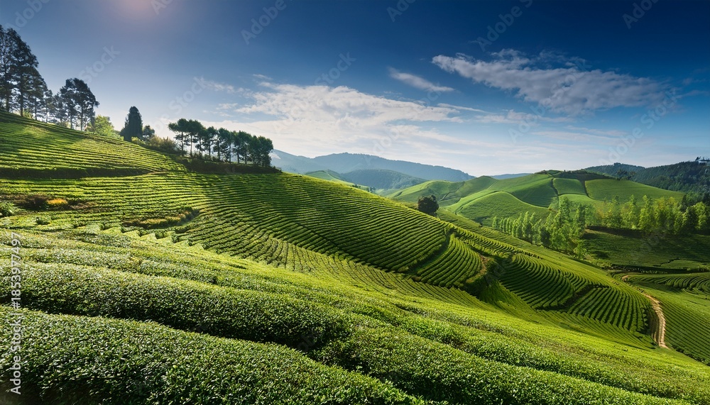 Fototapeta premium european tea farms with distinctive landscapes and lush greenery