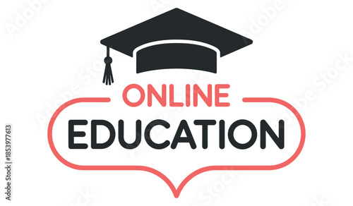Online education logo with graduation cap