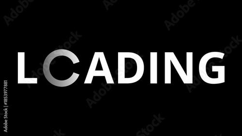 Loading bold big typography circular shape animation on a dark background