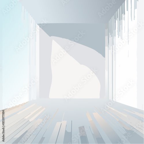 Abstract architectural interior with minimalist design and natural light