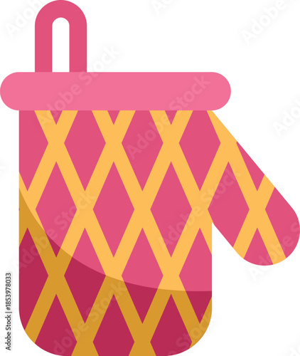 Kitchen oven mitt with a diamond pattern offering protection from heat while handling hot cookware