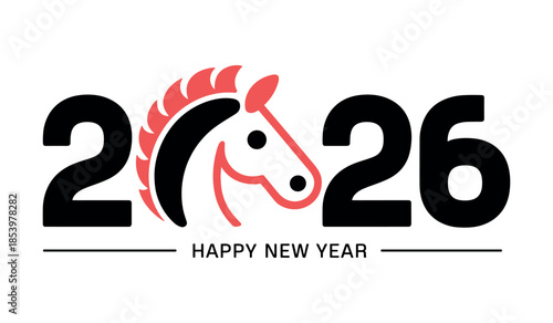 Happy new year 2026 with horse zodiac sign