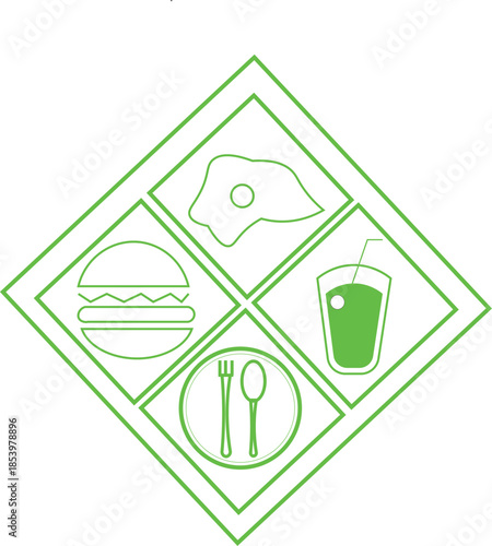 Food icons in diamond shape