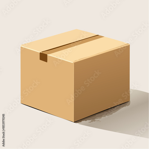 Secure and versatile brown cardboard box illustration, perfect for e-commerce, reliable shipping, storage, and various commercial packaging needs, symbolizing efficient delivery and logistics