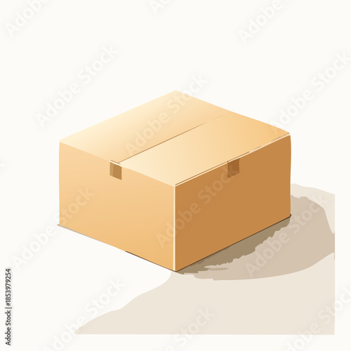 Isometric illustration of a sealed brown cardboard box, symbolizing shipping, delivery, storage, and e-commerce logistics, perfect for business and online retail concepts