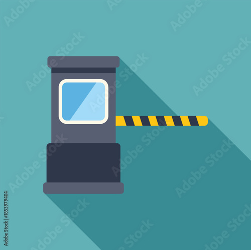 Parking garage booth closing access with striped barrier arm