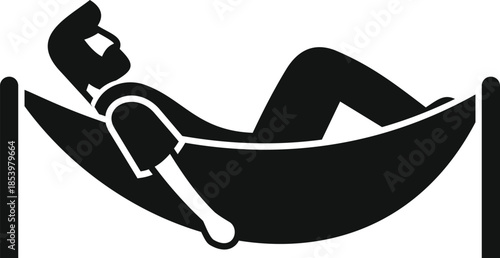 Man relaxing in hammock, enjoying peaceful rest and leisure time outdoors