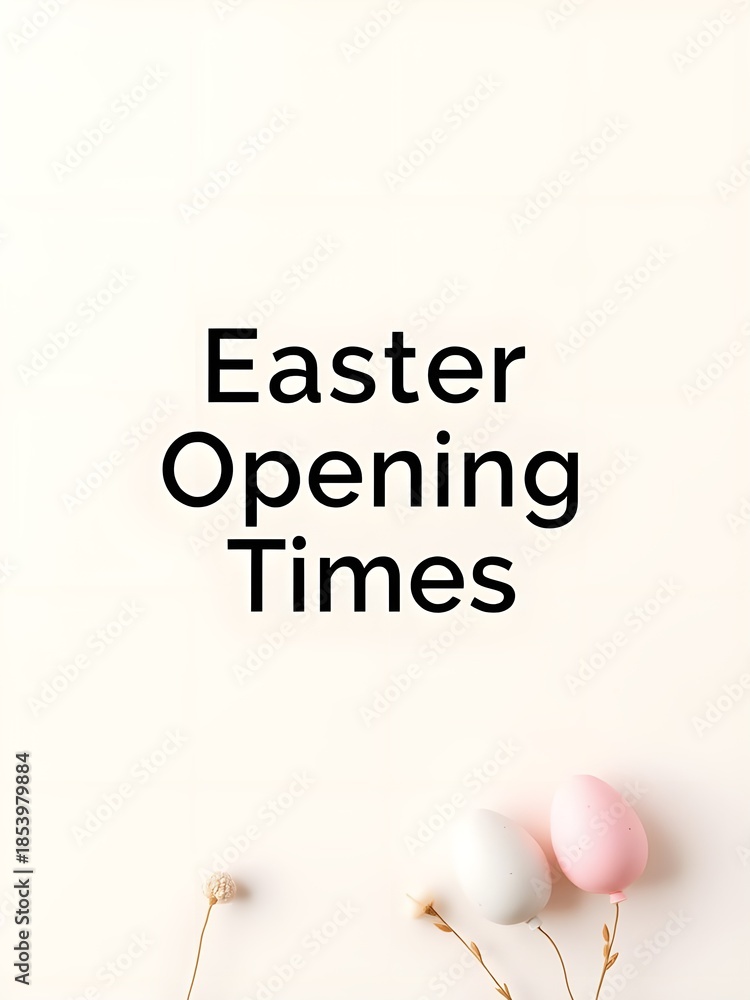 Fototapeta premium Easter Opening Times Sign with Minimal Corporate Design