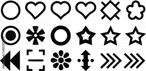 Collection of various geometric shapes and symbols