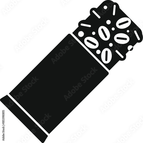 Protein bar with nuts and seeds in black and white minimalist style