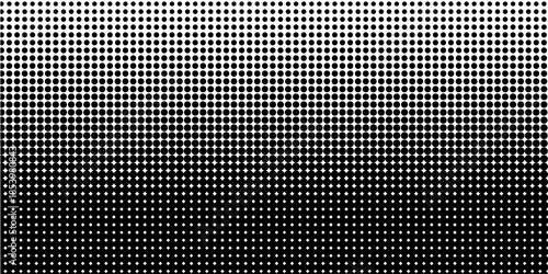 Dotted halftone gradient texture. Vanishing polka dot background. Repeating dots gradation pattern background. Black fading comic pop art overlay backdrop. Halftone raster effect wallpaper. Vector