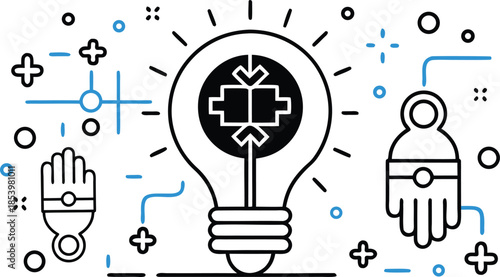 A creative vector illustration of a bright light bulb icon symbolizing a business idea and innovative thinking for technology and energy concepts