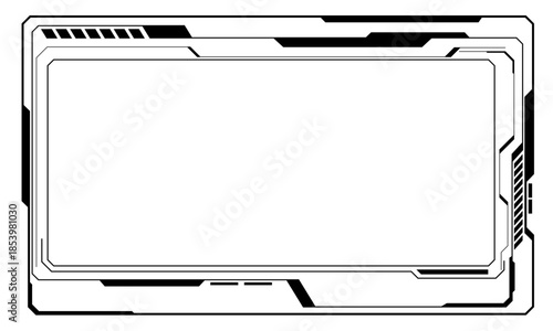 HUD frames black user interface elements design modern technology futuristic control panel screen digital hologram window gaming menu touching cyber monitor set on white background vector