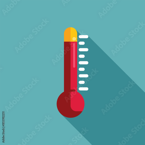 Red thermometer indicating rising temperature, ideal for representing hot weather, fever, or global warming