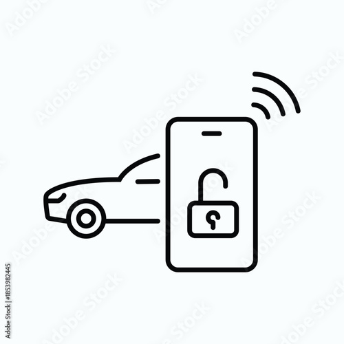 car key in smartphone icon