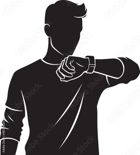 Man checking smartwatch on wrist in modern style